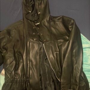 Men's Black Hooded Raincoat